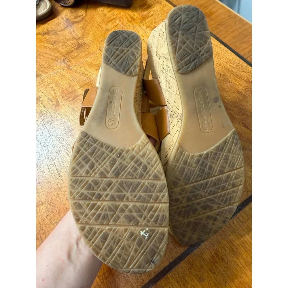 Baretraps Women's 9M Freesia Cognac Brown Strappy Cork Wedge Sandals BTS20-10705